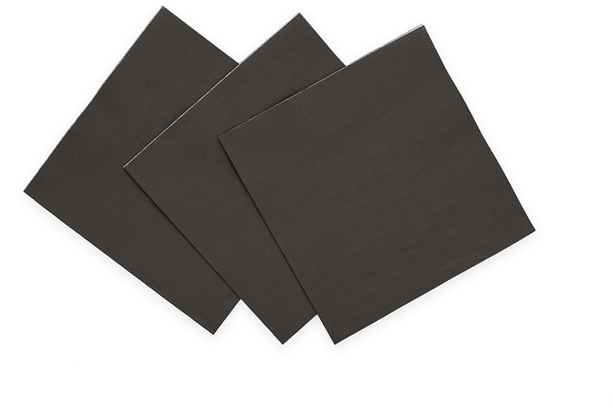 20x Papieren Cocktail servetten 24x24cm 3-laags FSC - Zwart - Feestartikelen