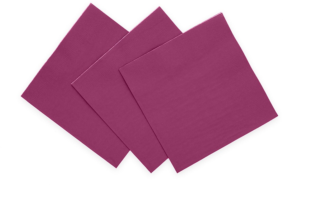 20x Papieren Cocktail servetten 24x24cm 3-laags FSC - Paars - Feestartikelen