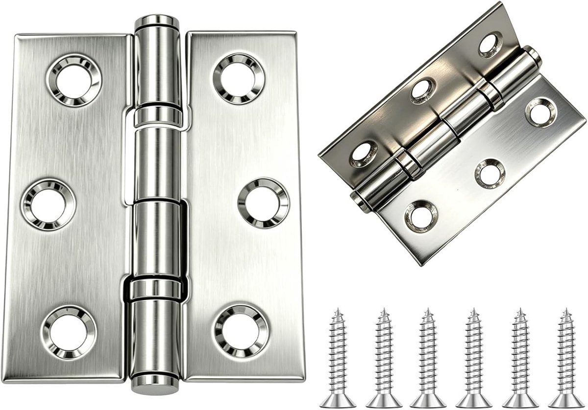 Opvouwbare Scharnieren - Roestvrij Staal - 50 x 39 mm - Duurzaam en Corrosiebestendig - Voor Deuren en Kasten
