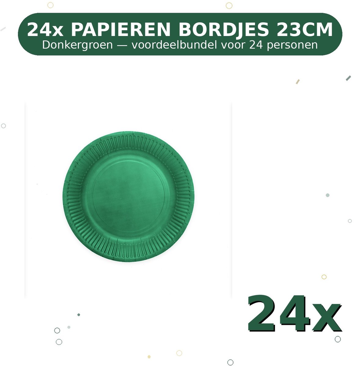 Bordjes 23cm FSC Donkergroen - Voordeelverpakking 24 Stuks voor tot 24 Personen - Feestartikelen