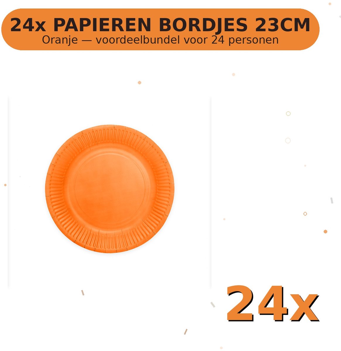 Bordjes 23cm FSC Oranje - Voordeelverpakking 24 Stuks voor tot 24 Personen - Feestartikelen