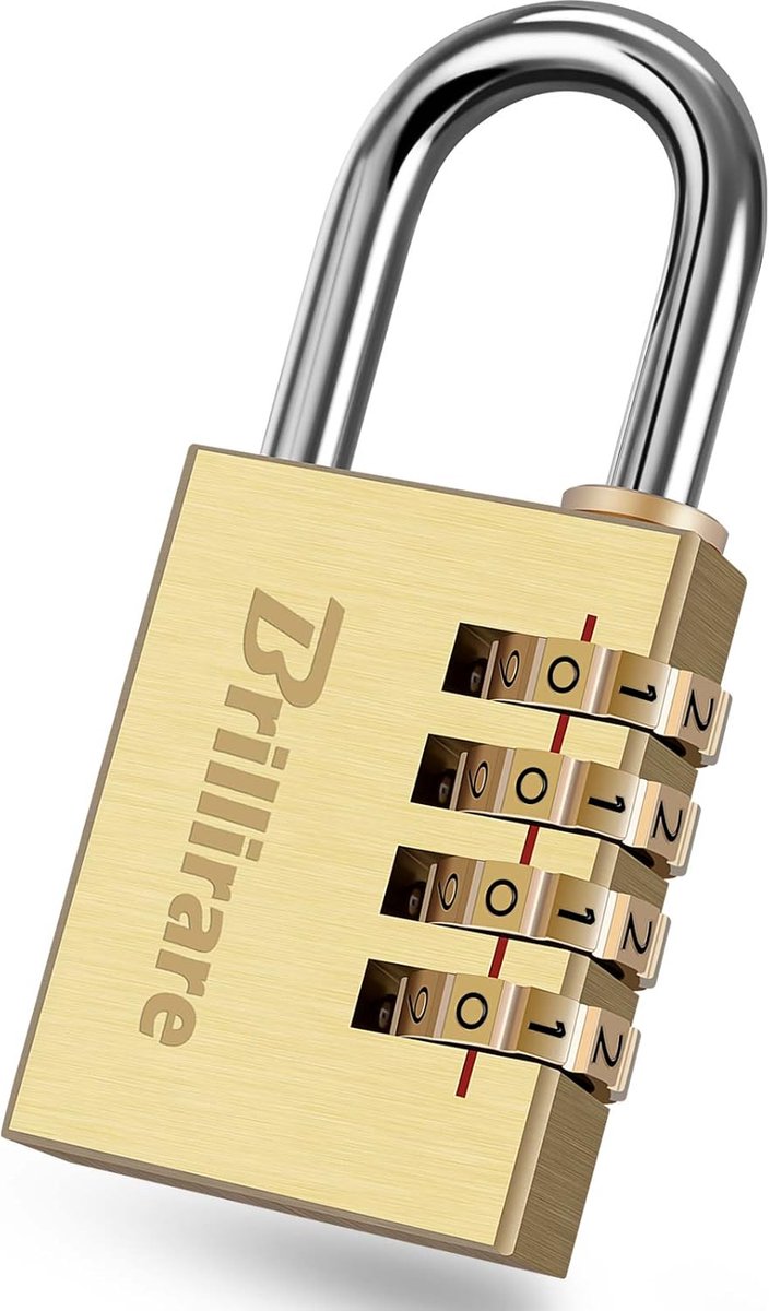 Combinatiehangslot 38 mm - messing met 4-cijferige code - weerbestendig en duurzaam - ideaal voor bagage en kast - ShopVlot