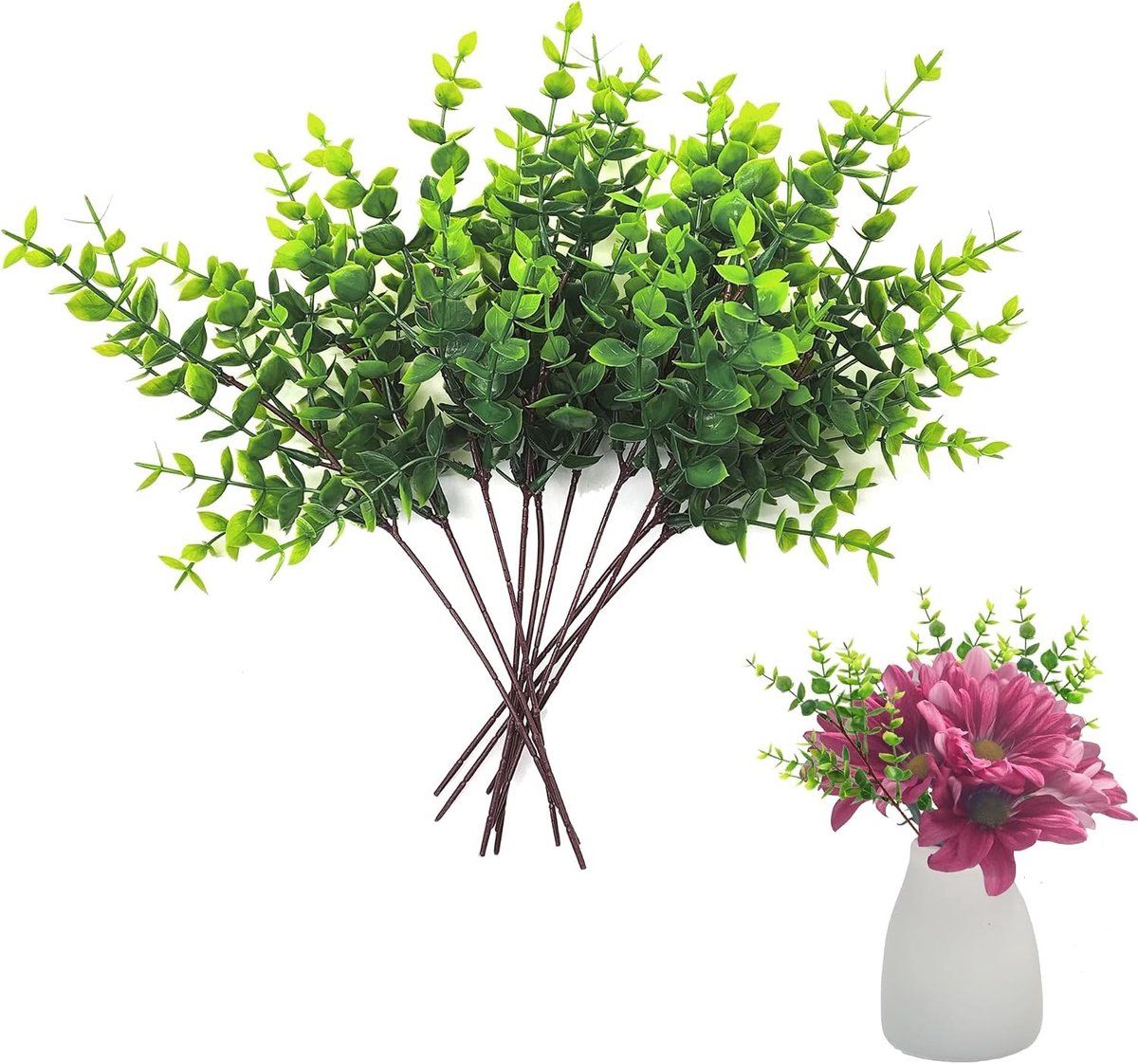 Set van 10 Nepplant Takken met Groene Bladeren voor Bruiloft, Slaapkamer en Vaasdecoratie - 28 cm Realistische Kunsttakken