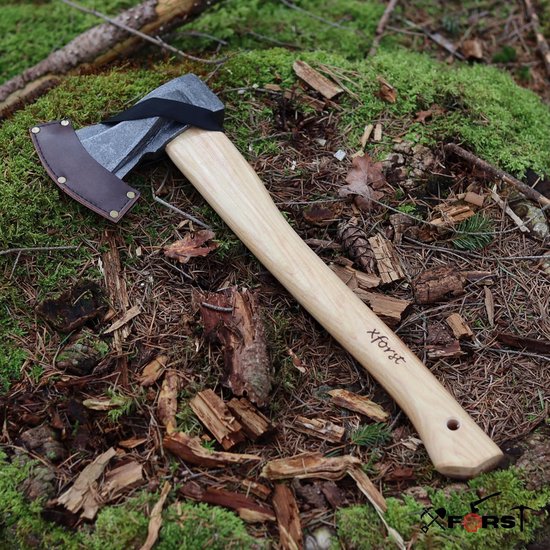 Handbijl Houtbewerking - Kampeerbijl Outdoor - Hout Kloven Tuin - Duurzaam Carbon Staal - 45 cm Lengte - Bruin — afbeelding 4