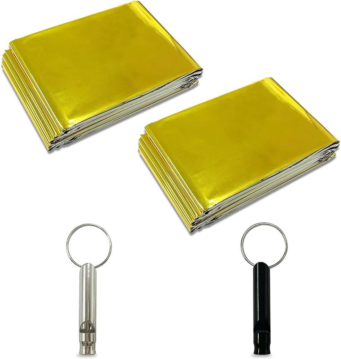 Nooddeken Set - Survival Dekens - Outdoor Activiteiten - Scheurbestendig Materiaal - 2 Stuks 1.6x2.1m - Goud Zilver