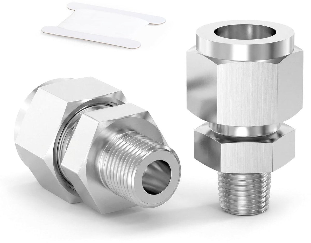 compressieverbinding 1/4" BSP buitendraad - 304 roestvrij staal - 6 mm buisverbinding - ideaal voor pneumatiek - ShopVlot