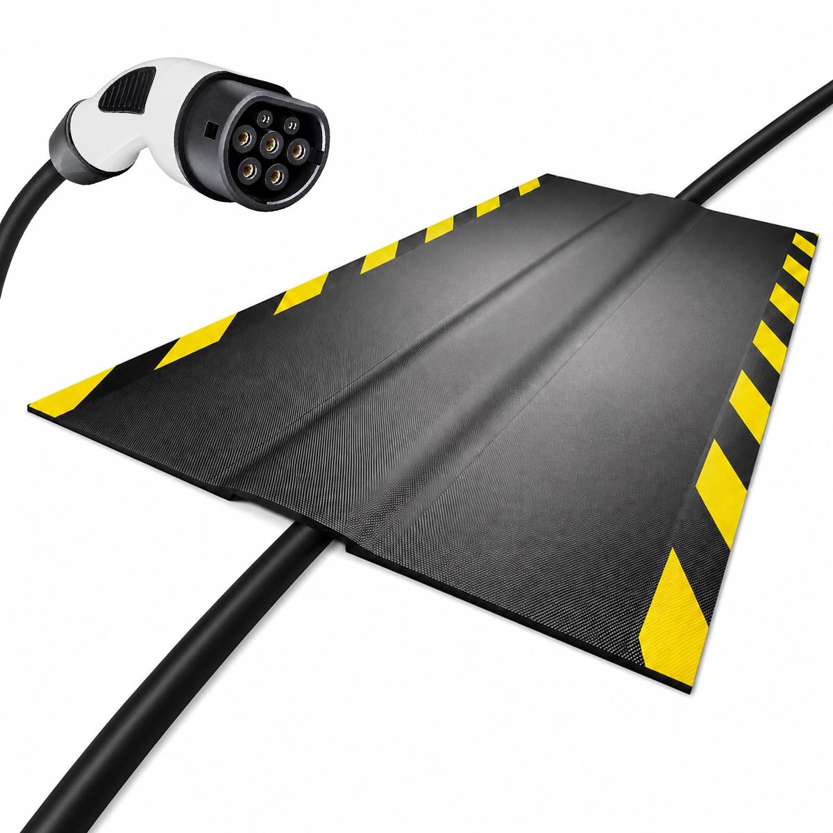 Kabelmat 1 m - robuuste platte kabelgoot - overrijdbaar voor elektrische auto - antislip kabelbrug - ShopVlot