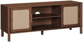 sweeek - Vintage tv-meubel met 2 deuren houtdecor en rietwerk 120cm - etta