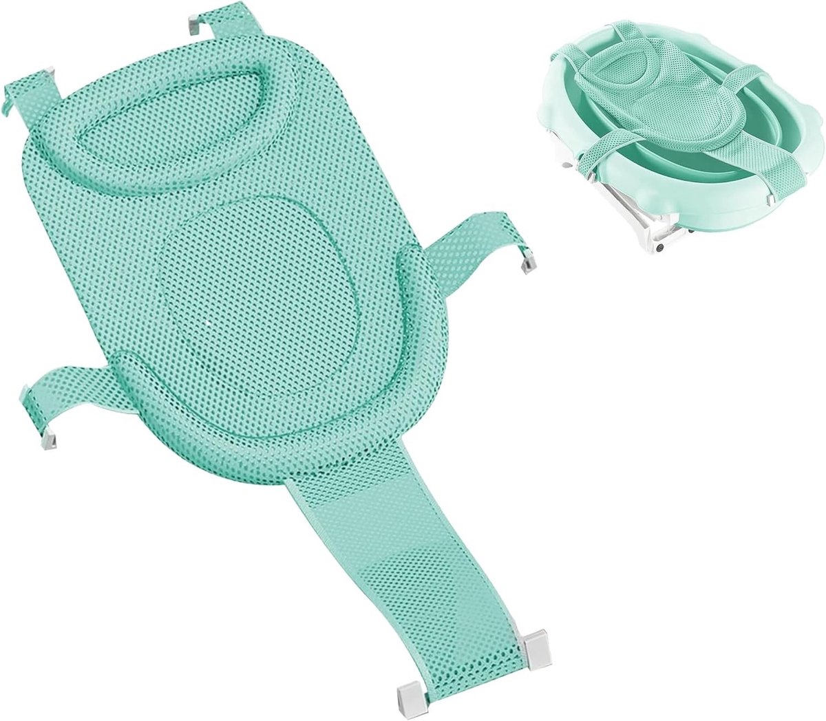 Verstelbare Antislip Badmat voor Baby's met Veiligheidsgordel - Ideaal voor Pasgeborenen en Peuters (Groen)