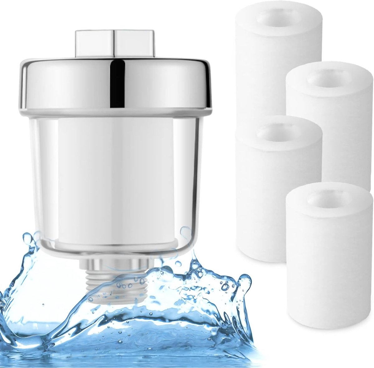 Allvia® Douche Filter - Waterfilter - Douchekop Filter - Zilver - 9cm x 7cm x 7cm