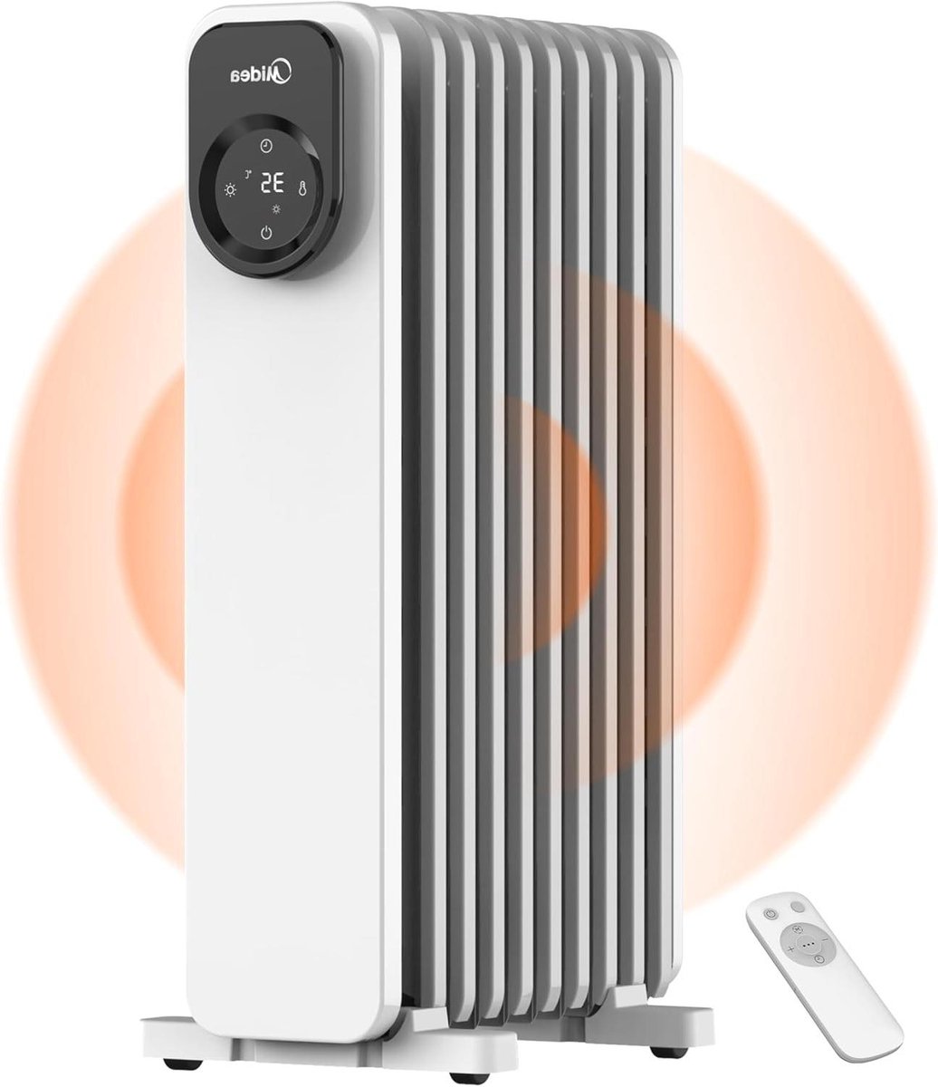 Olieradiator Elektrisch - Mobiele Verwarming - Ruimte Verwarmen - Efficiënte Warmteafgifte - 2000 Watt - Wit