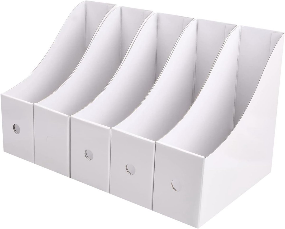 Set van 5 Opbergdozen voor Tijdschriften, Waterdichte Bestandsorganizer, Vouwbare Kartonnen Houder voor Desk Storage en Tijdschriftverzameling