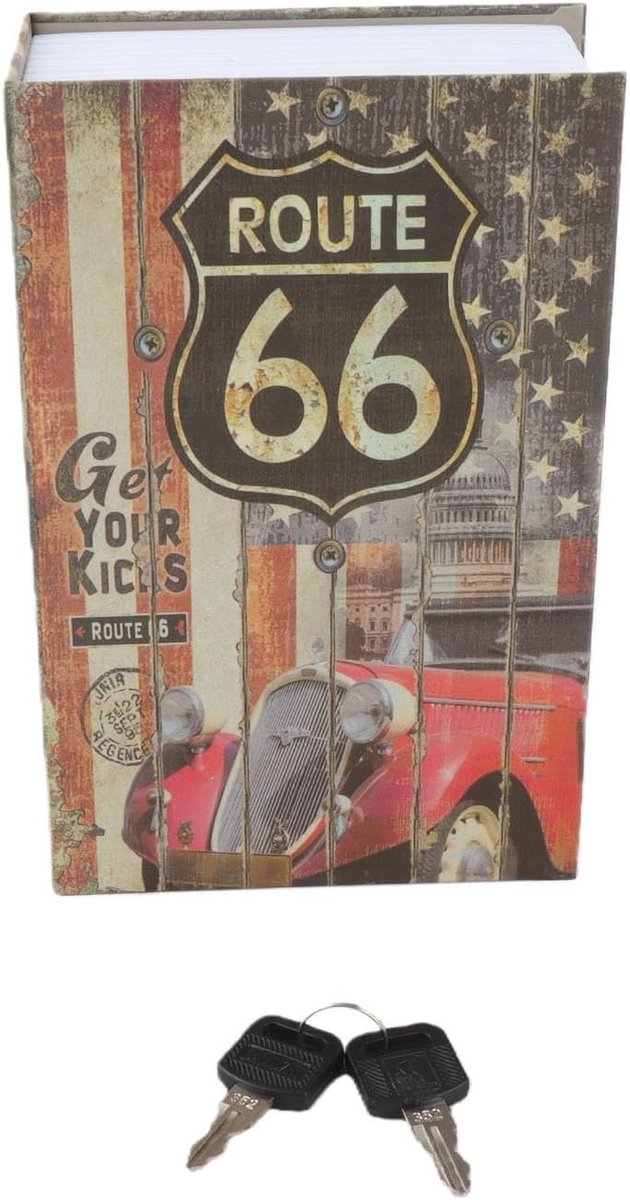 Boekkluis - American Dream Type - 18 x 11,5 x 5,5 cm - Karton en Metaal - Voor Thuis en Kantoor