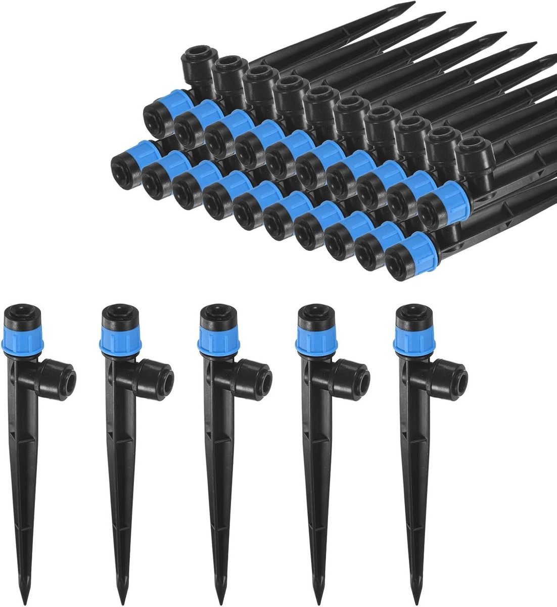 25-pack druppelirrigatie-emitters met verstelbare 360 graden waterstroom voor 1/4" druppelirrigatieslang, ideaal voor tuinirrigatie en plantenverzorging