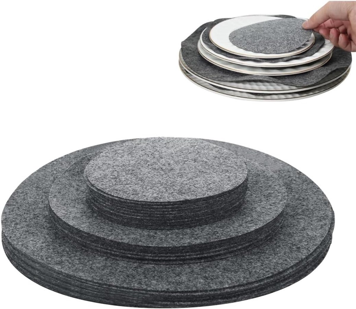Felt Board Divider Set van 24 Stukken, Zachte Vilt Platen voor Pannenbescherming en Organisatie van Servies