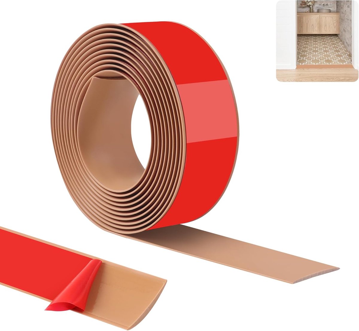 400cm-5cm Multifunctional PVC Floor Transition Strips, Self-Adhesive Floor Strips for Doorways, Suitable for Smooth - ShopVlot
