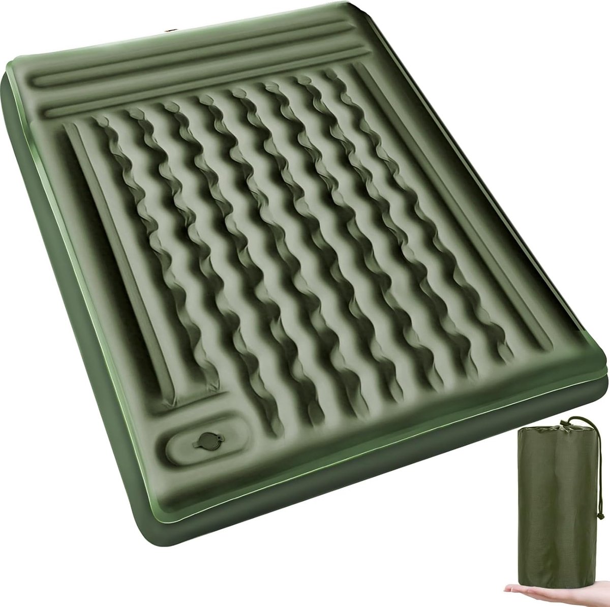 Self-Inflating Double Mattress 12 cm Inflatable Camping Mattress for 2 Persons, Ultralight with Foot Pump and Cushion - ShopVlot