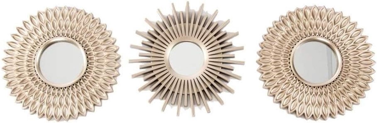 Decoratieve spiegels set van 3 - gouden afwerking - stijlvolle wanddecoratie - perfect voor elk interieur - ShopVlot
