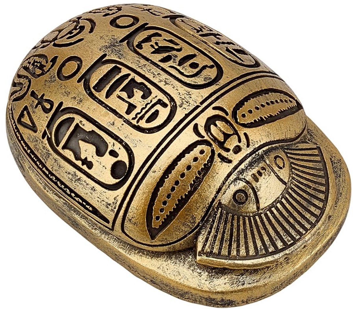 Dailygoods- Scarabee Antiek Goud - Egyptische Kever - Tafelversiering - Decoratie voor Huis - Amulet voor Kantoor - Kunsthars 56x83 mm - Decoratief Beeldje