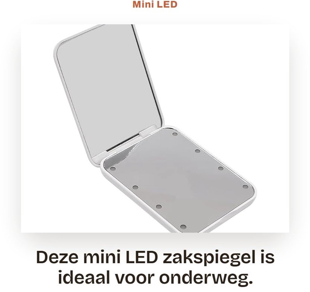Dailygoods - Mini LED Zakspiegel Compact Opvouwbaar Dubbelzijdig Wit