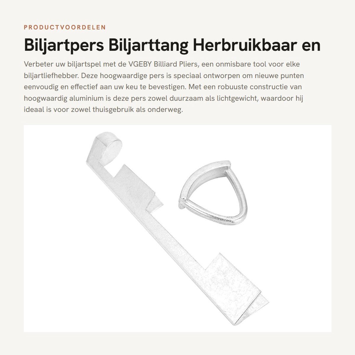 Dailygoods- Biljartpers Herbruikbaar - Biljarttang - Biljartaccessoire - Aluminium - Sterk en Duurzaam - Eenvoudig in Gebruik - Biljartklem