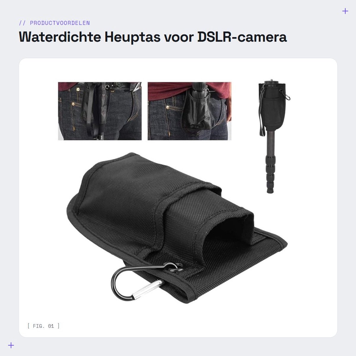 Dailygoods- Heuptas Waterdicht - DSLR-camera - Duurzaam - Twee lagen - Klittenband - Geschikt voor monopods - Camera Tas