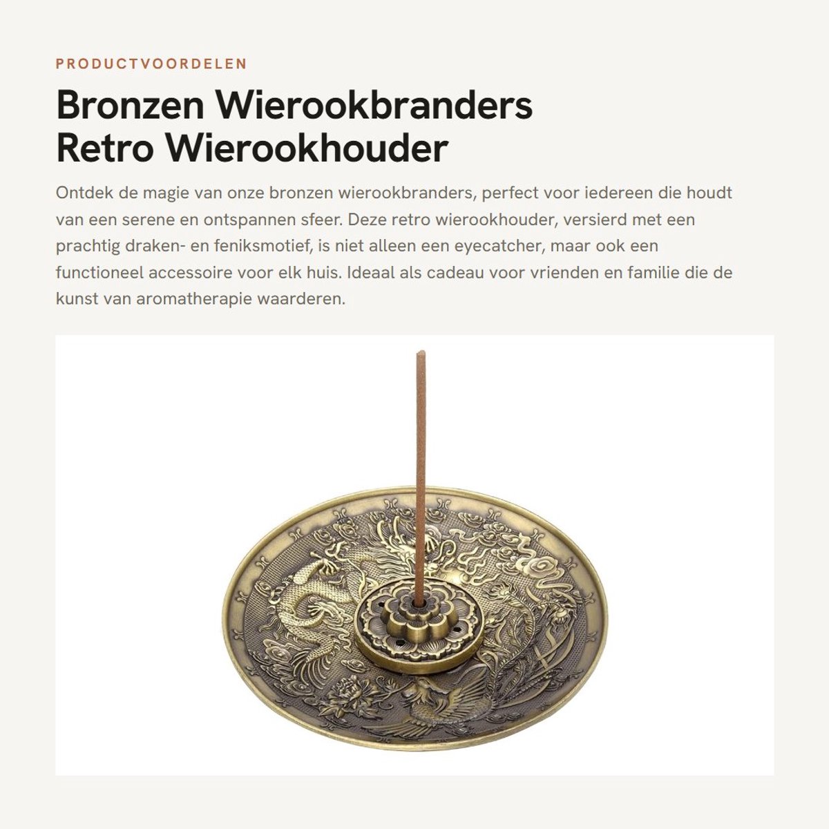 Dailygoods- Wierookbrander Retro - Wierookhouder - Messing Pot - Draken/Feniksmotief - Afneembare Sokkel - Vijf Gaten voor Wierookstokjes