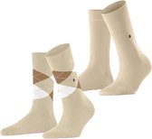 Burlington Everyday 2-Pack gedessineerd katoen multipack sokken dames beige - maat 36-41