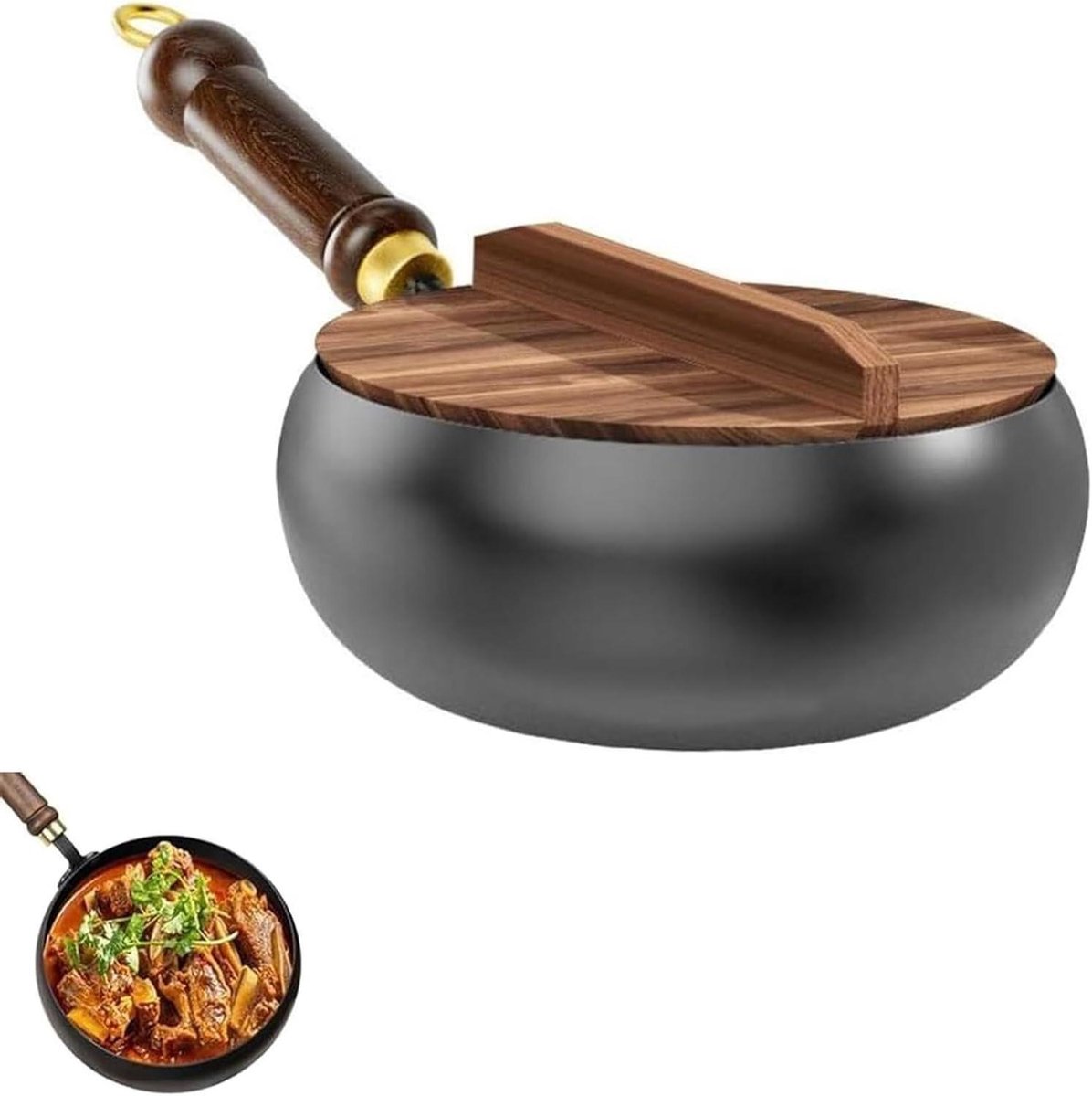 Soeppan Gietijzer - Kookpan Stoofpan - Thuis Koken - Ongecoat Gemaakt - 28 cm - Zwart