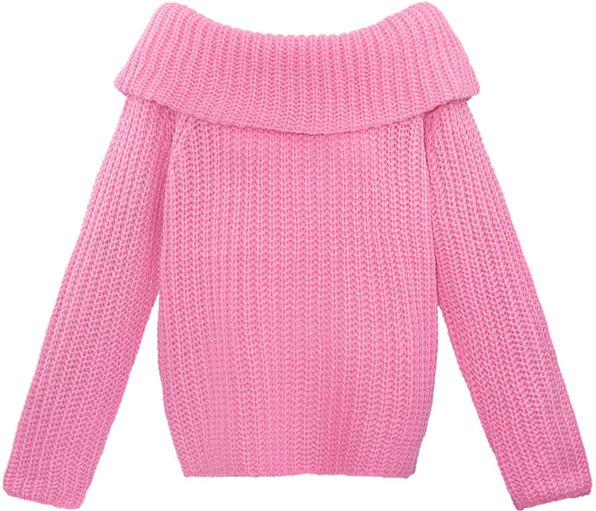 Elegante Off-Shoulder Trui van Gerecycled Polyester - Roze - Maat L/XL