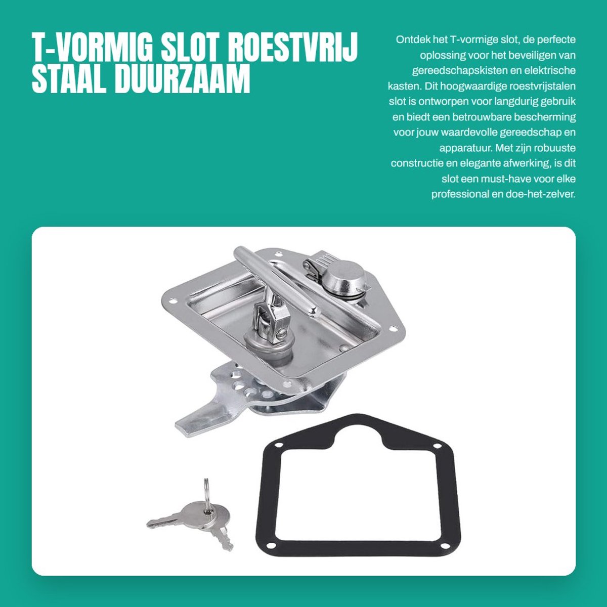 Dailygoods - T-vormig slot - Roestvrij staal - Duurzaam en sterk - Geschikt voor gereedschapskisten - Veilig en betrouwbaar - Ideaal voor elektrische...