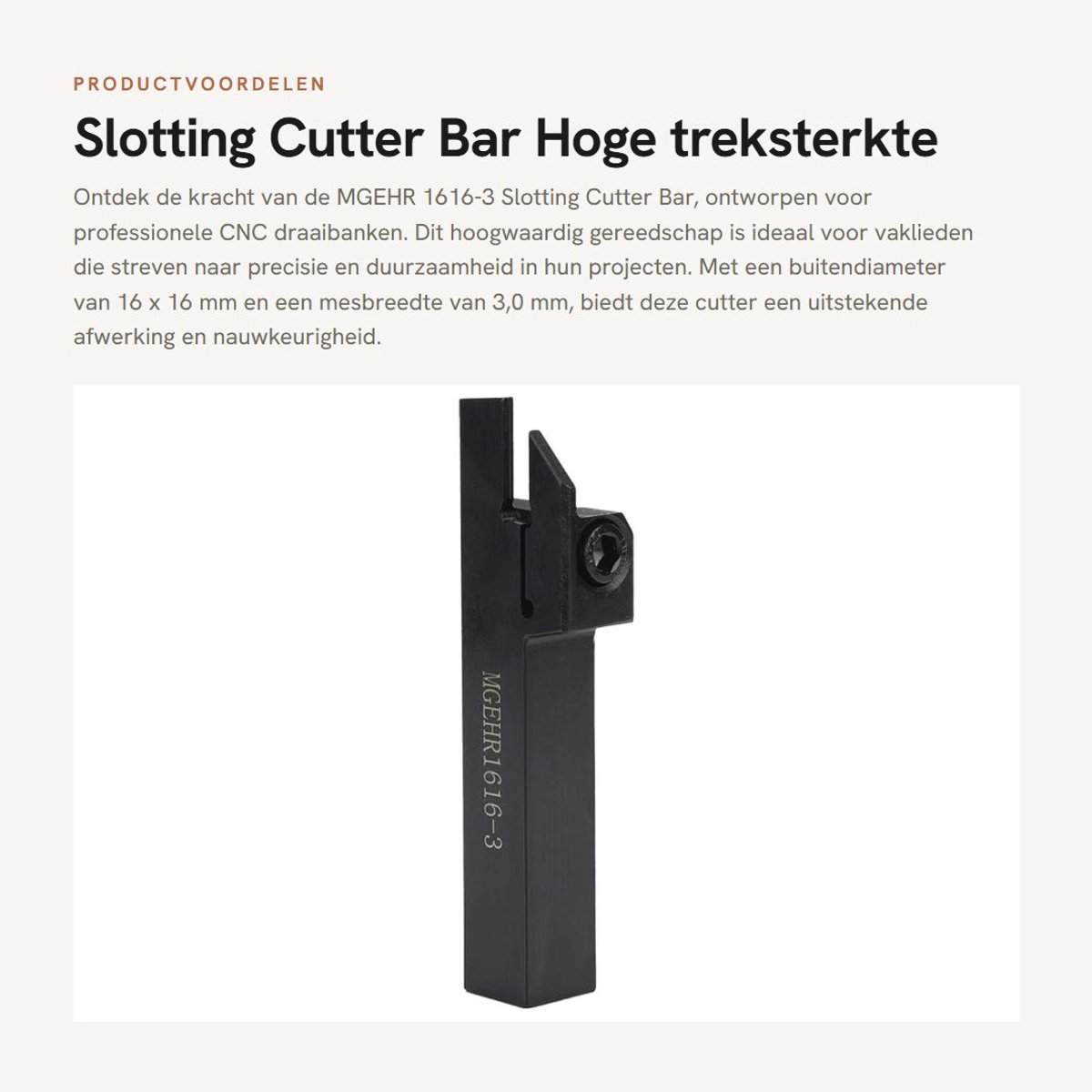 Dailygoods- Slotting Cutter Hoge Treksterkte - Draaigereedschaphouder 16x16mm - Corrosiebestendig - Slijtvaste Afwerking - Inclusief Inbussleutel - Hoge Nauwkeurigheid - Draaigereedschap
