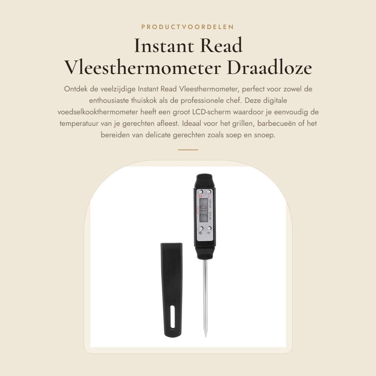 Dailygoods - Instant Read Vleesthermometer - Draadloze Kookthermometer - Groot LCD-scherm - Zwart - Grillen en Barbecue - Voor Voedsel en Olie