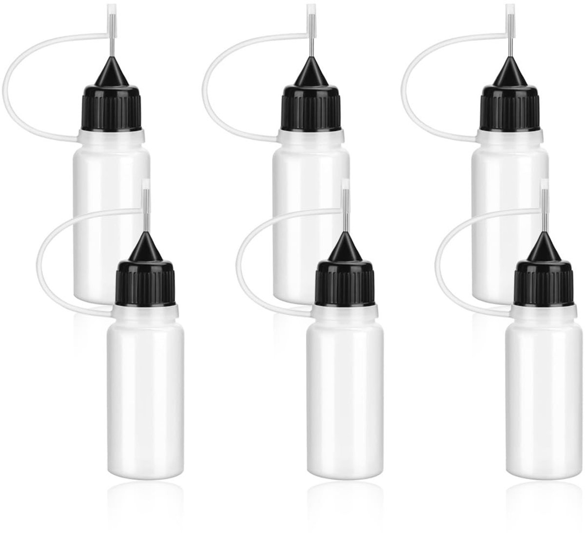 Dailygoods- Doseerfles Set van 6 - Knijpfles - Naaldfles - Plastic Fles - Lege Flesjes - Hervulbaar voor Lijm