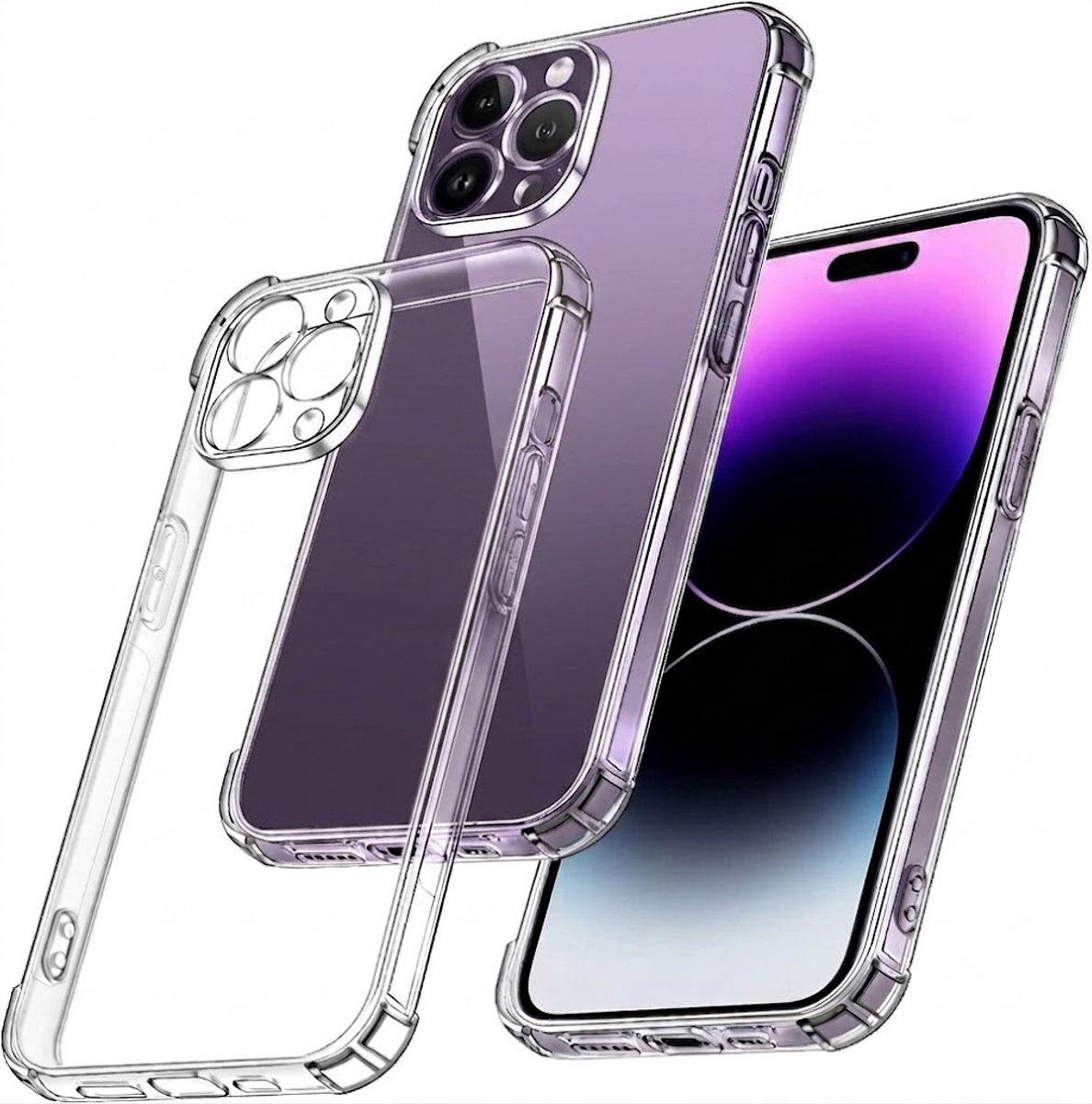 YSONIC Anti Shock Hoesje Geschikt voor Apple iPhone 13 Pro Transparant - Siliconen Shock Back Cover Case