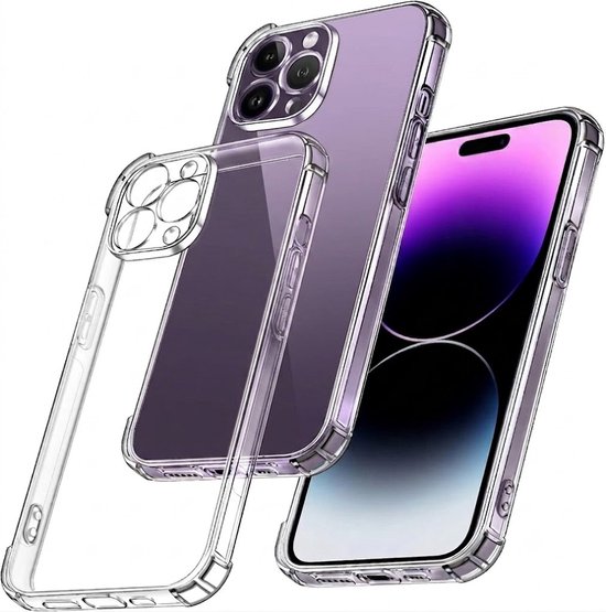 YSONIC Anti Shock Hoesje Geschikt voor Apple iPhone 13 Pro Transparant - Siliconen Shock Back Cover Case