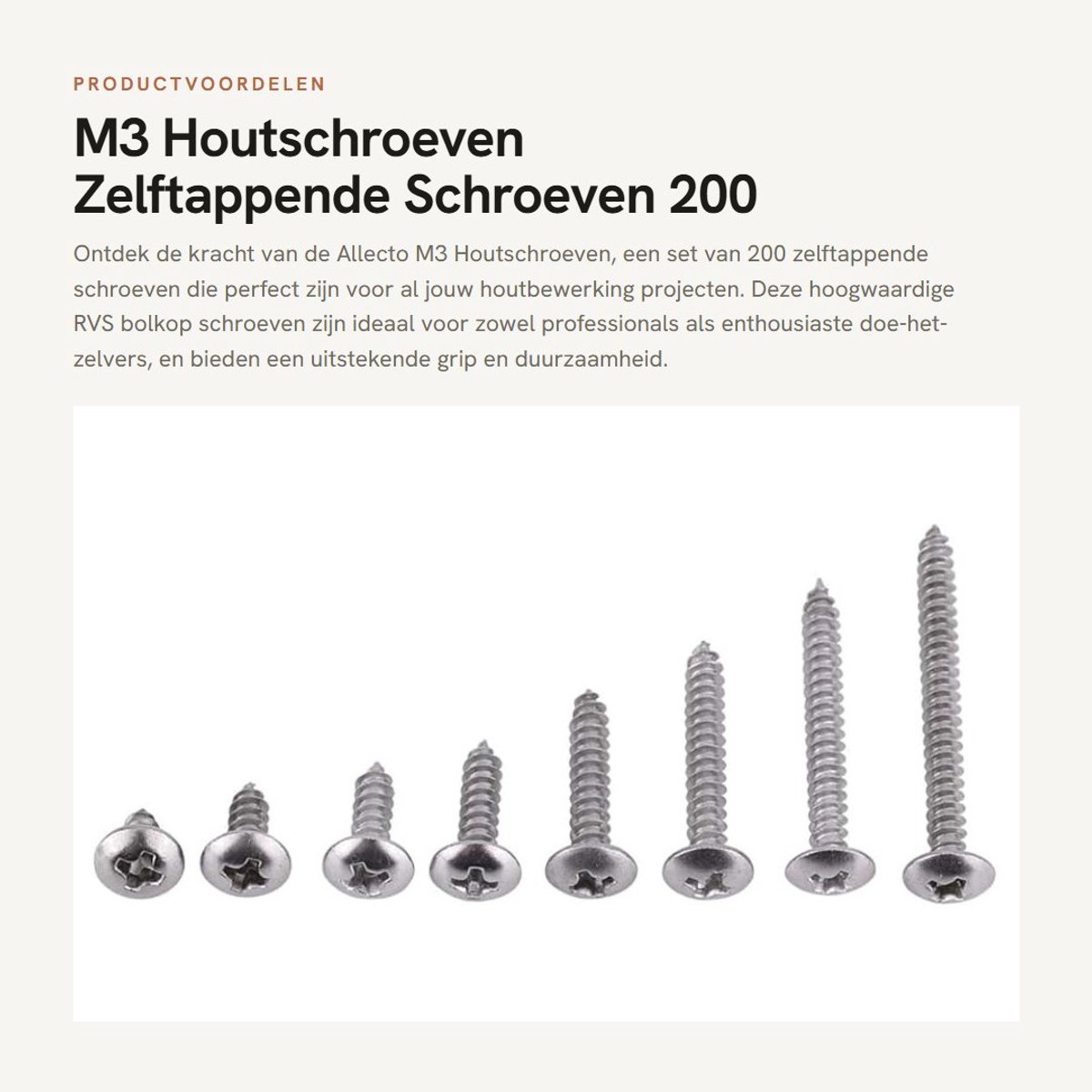 Dailygoods- Houtschroeven 200 Stuks - RVS Schroeven - Zelftappende Schroeven - Assortiment Set - Corrosiebestendig - Diverse Kopstijlen