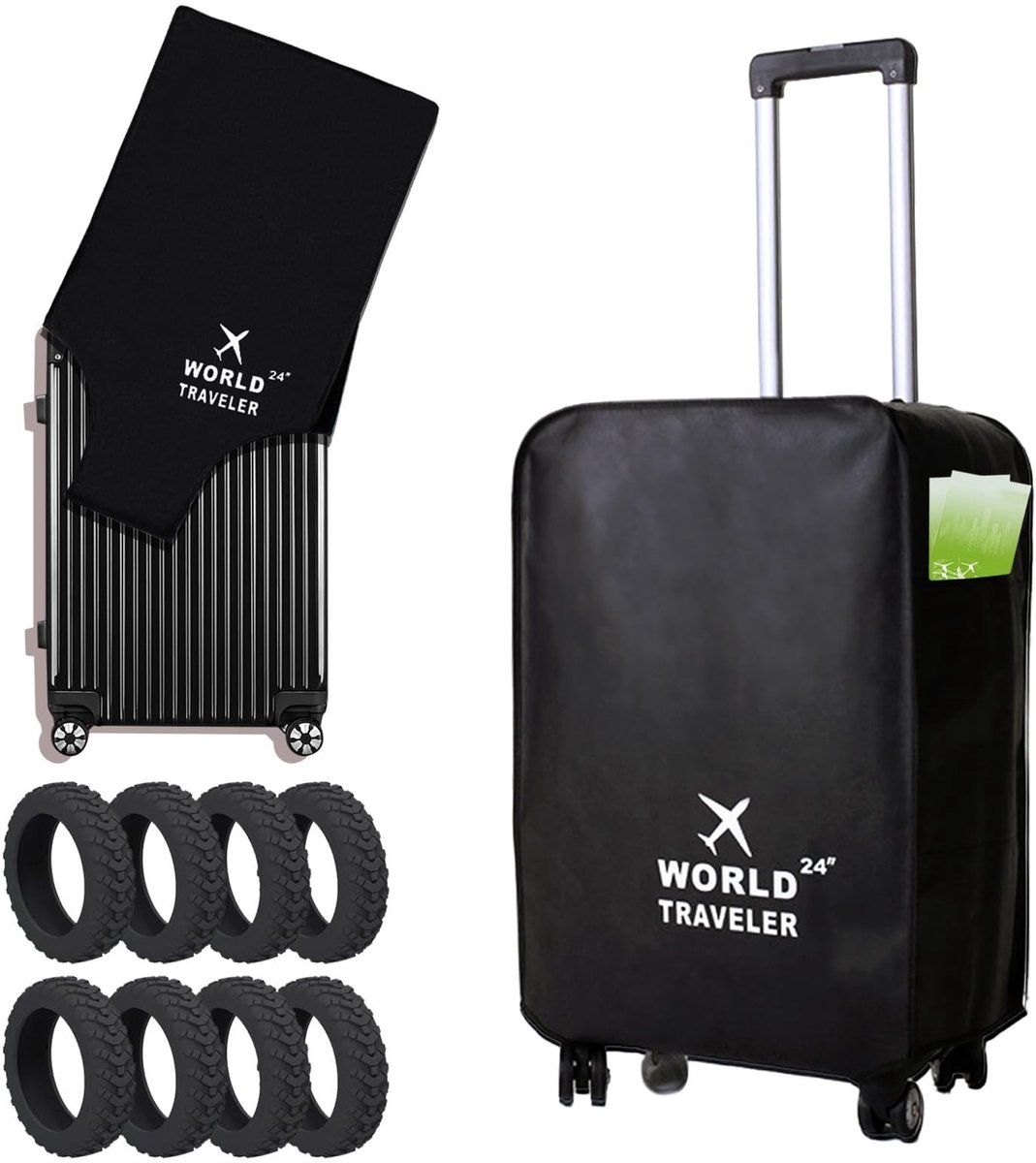 Dailygoods- Kofferhoes Slijtvast - Waterdichte Kofferbescherming - Trolley-Wielhoezen - Stofdicht - Krasbestendig - Inclusief Zijzakken - Bagagehoes