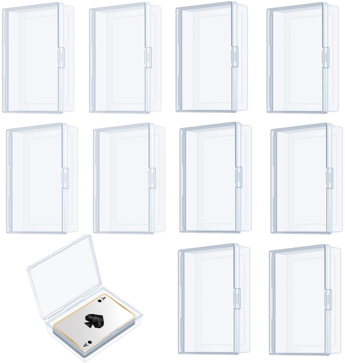 Dailygoods- Speelkaartenbox 10 Stuks - Opbergdoos Transparante Kunststof - Kleine Kaartenboxen met Deksel - Organisatie-instrument - Geschikt voor Verzamelkaarten