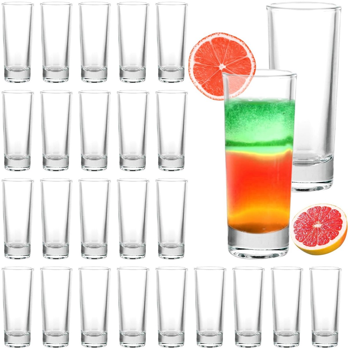 Dailygoods- Borrelglazen 24 stuks - Hoge Shotglazen 60 ml - Tequila/Likeurglazen - Ronde/Borrel Glazen - Wodka/Whisky - Elegant en Stevig