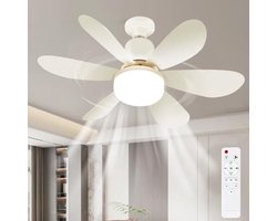 LISM-Een hanglamp met ingebouwde ventilator, een stille LED-plafondventilator met geïntegreerde verlichting en afstandsbediening, Geschikt voorzien van 3 dimstanden, 3 windsnelheden en een timerfunctie.