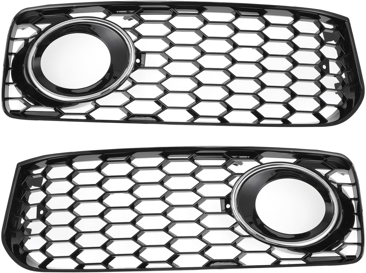 Dailygoods- Mistlichtrooster Zwart/Zilveren Toon - Voorste Onder Bumper - Inzetstukken - Bescherming Mistlichten - ABS - Slijtvast - Mistlichtcover