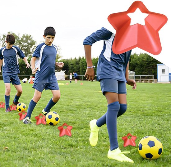 Voetbalschijfkegels - Trainingskegels Behendigheid - Sporttraining Verbeteren - Stervormig Design Stabiel - 20 cm Hoog - Rood — afbeelding 5