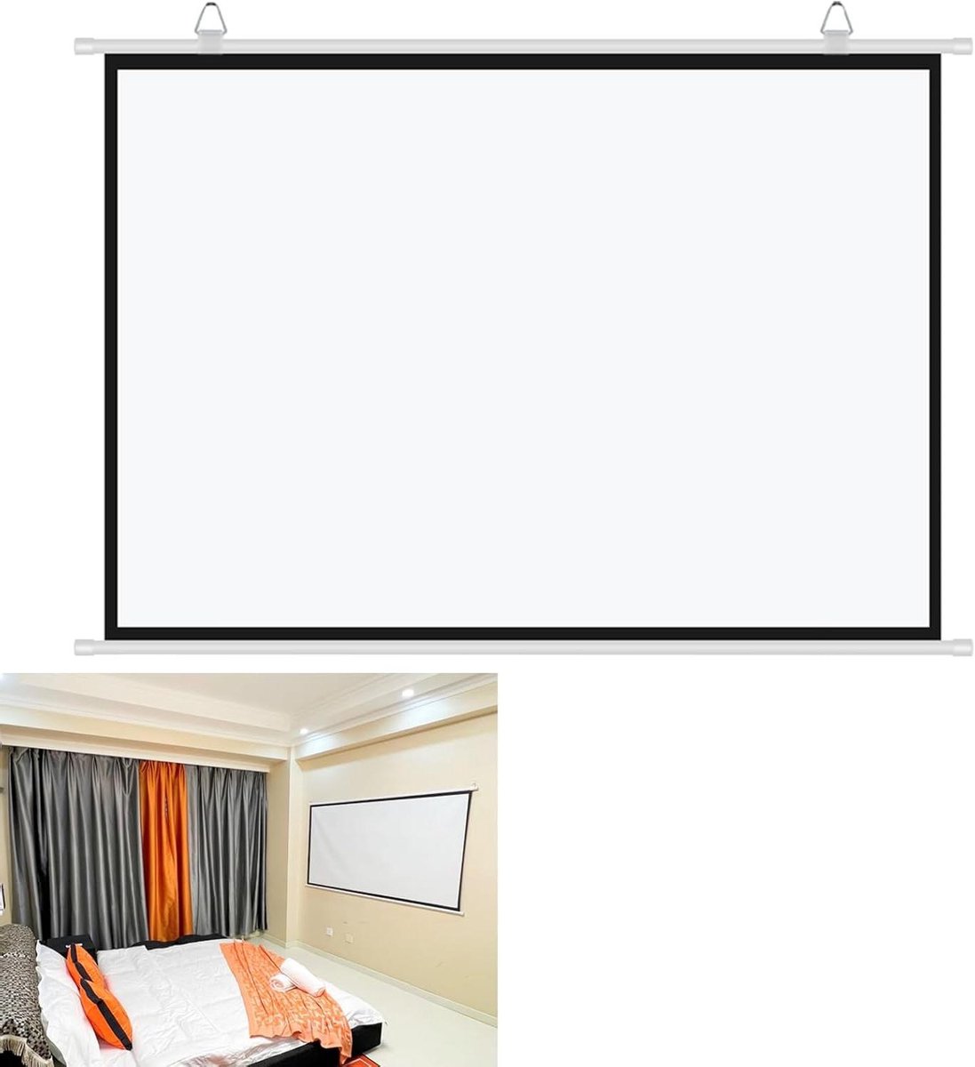Projectiescherm - Filmdoek Rolbaar - Home Cinema - Kreukvrij Glasvezel - 30-72 inch - Wit