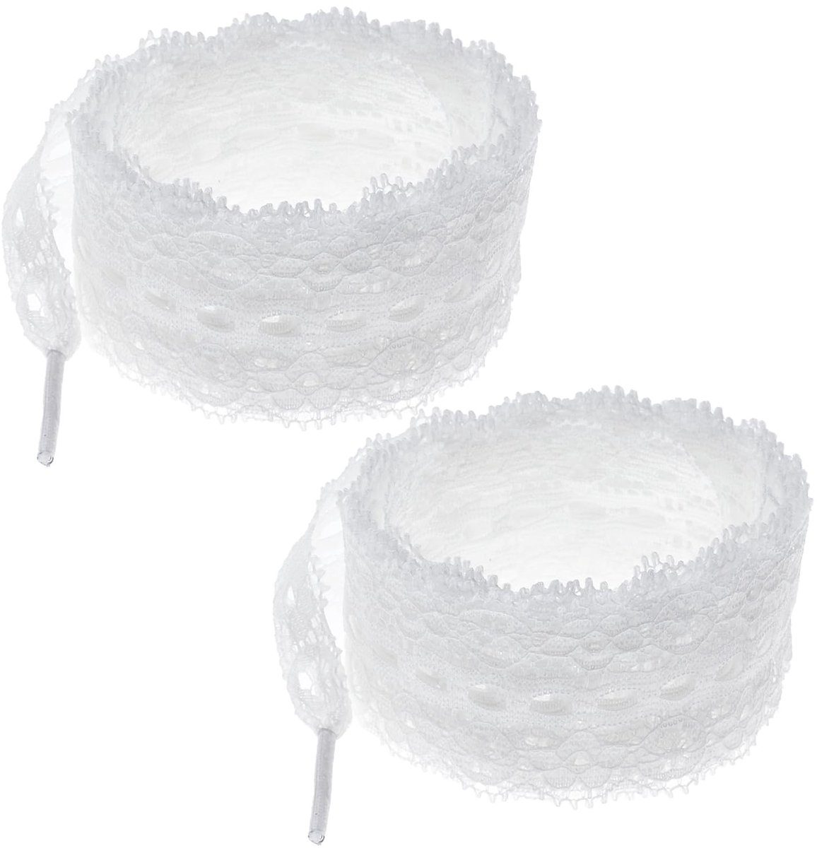 Dailygoods- Veters 120 cm - Platte Kanten Veters - Witte Veters - Veters voor Dames - Veters Accessoires - 2 Paar - Schoenveters