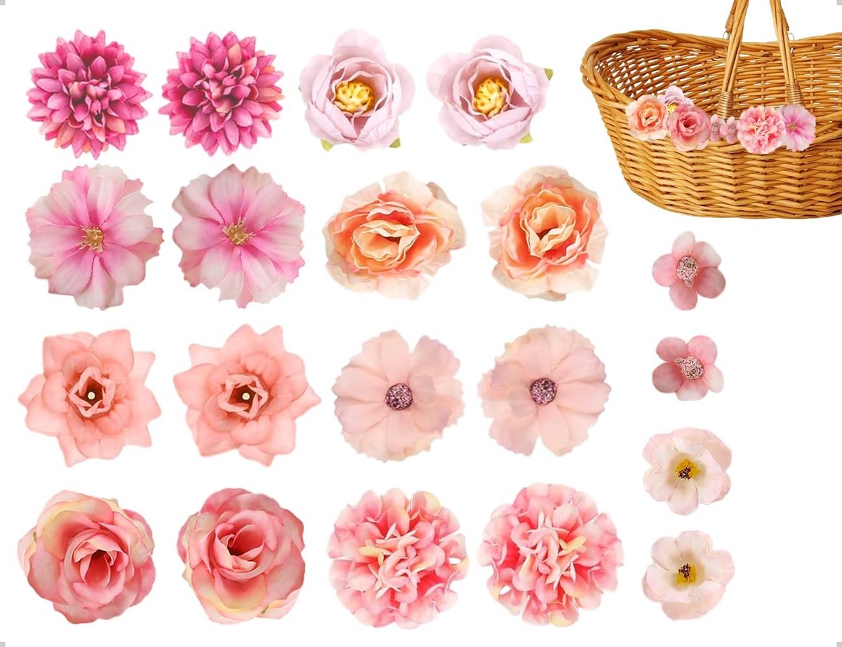 Dailygoods- Kunstbloemen 20 Stuks - Roze Decoratie - Kunstbloemen voor Bruiloft - Kunstblo