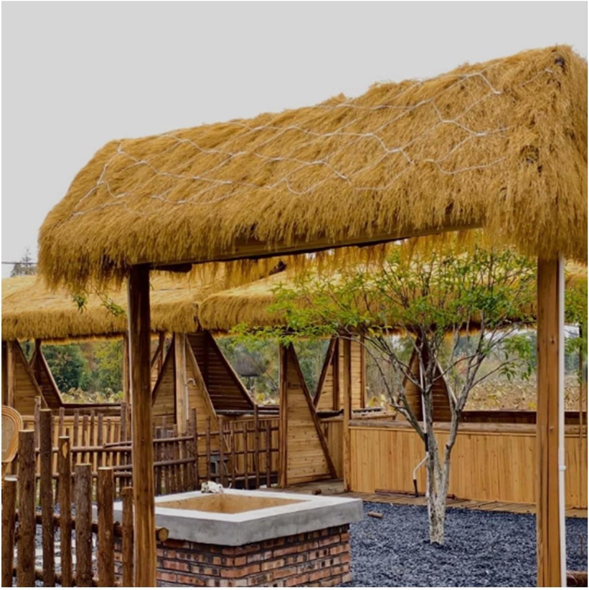 Kunststro rol - Rieten dakdecoratie - Tuindecoratie - Weerbestendig en brandvertragend - 100x500cm - Natuurlijk