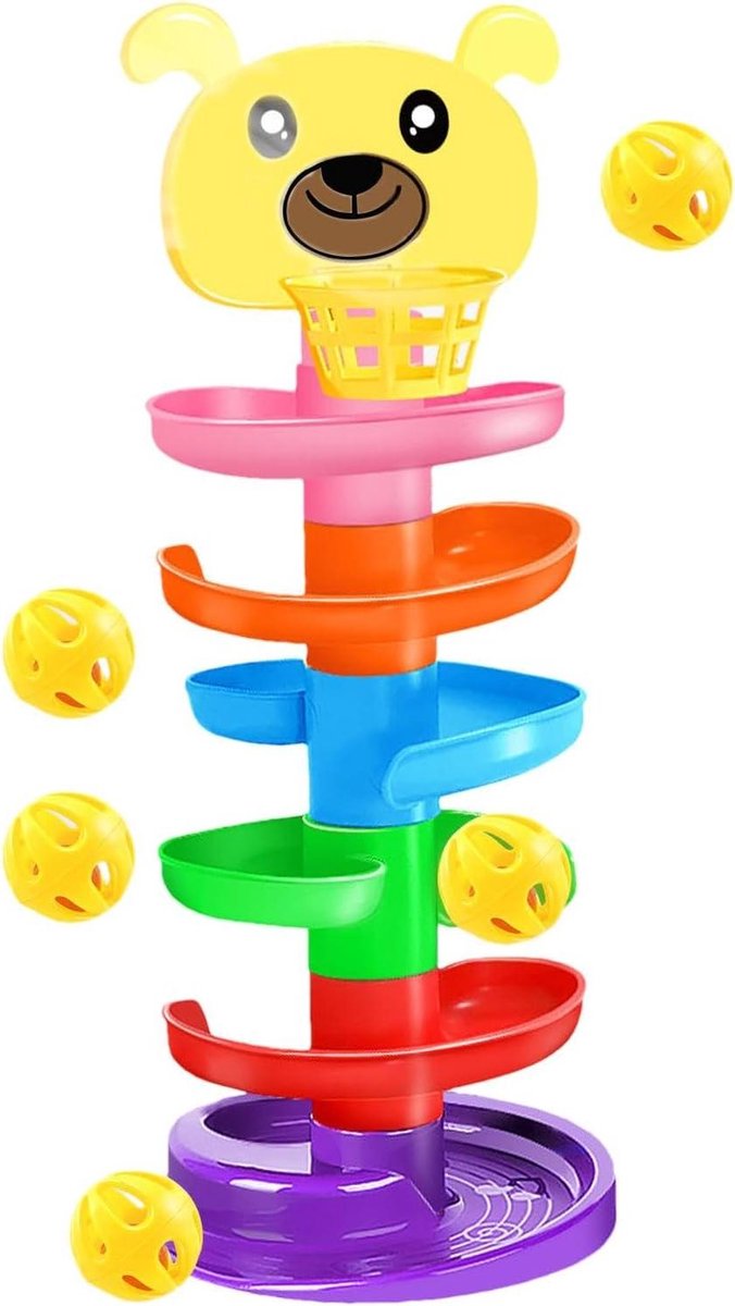 Knikkerbaan Toren - Knikkerbaan Spel - Ontwikkeling Stimuleren - 6 Lagen Glijbaan - 23 x 17 x 14 cm - Multicolor