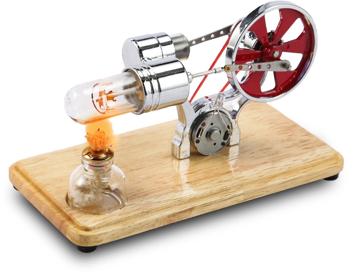 Dailygoods- Stirlingmotor Educatief Speelgoed - Modelbouwset - Roestvrij Staal/Zinklegering - Multifunctioneel - Afmetingen 160 x 85 x 95 mm - Inclusief Gebruiksaanwijzing - Modelbouwmotor
