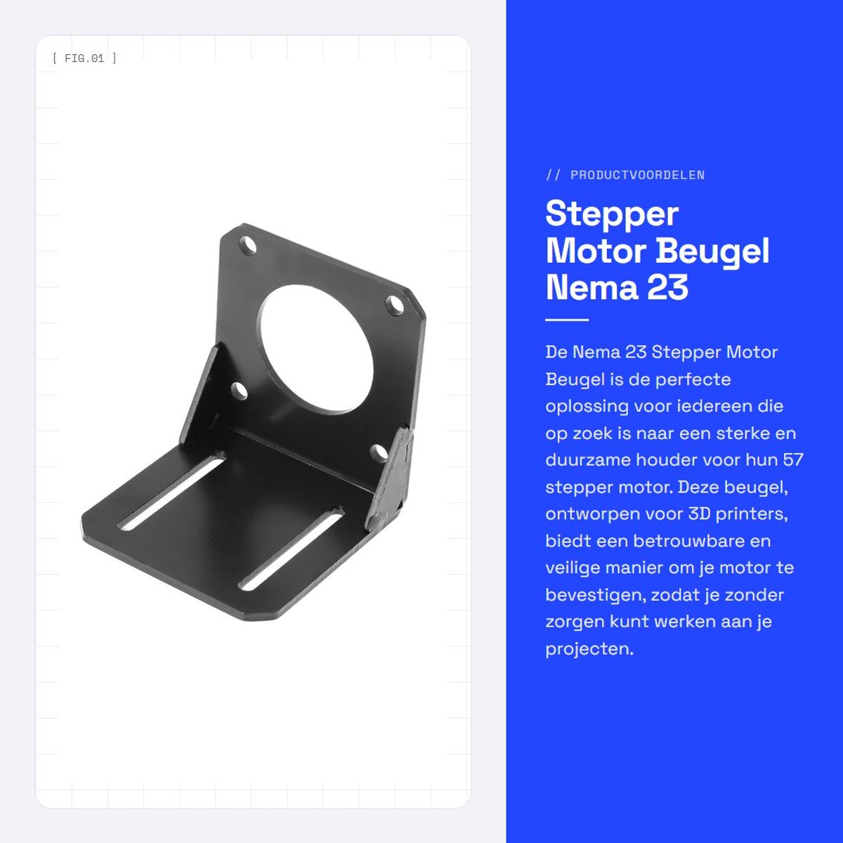 Dailygoods- Steppermotorbeugel Sterk - Beugel - Roestvrij Staal - Geschikt voor NEMA23 - Compacte Afmetingen - Schokbestendig - Motorsteun